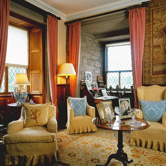The Queen Mother's Sitting Room is kept just as it was when the young Elizabeth and her new husband visited for their holidays between 1923 and 1939.  Image courtesy Glamis Castle