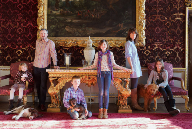 Lord Thomas and Lady Polly Coke with their chidren, right, Juno, centre, Hermione and Edward and left, Elizabeth