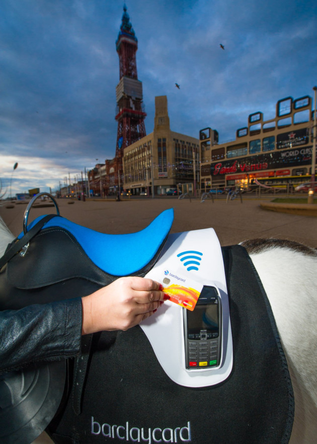 No ready cash? No matter with Britain's first cashless donkey rides! Dillon the donkey has been given the world's first contactless payment saddle