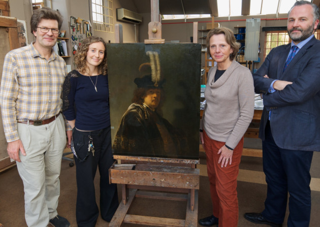 HKI and National Trust paintings experts gather after the good news. Image Brian Cleckner