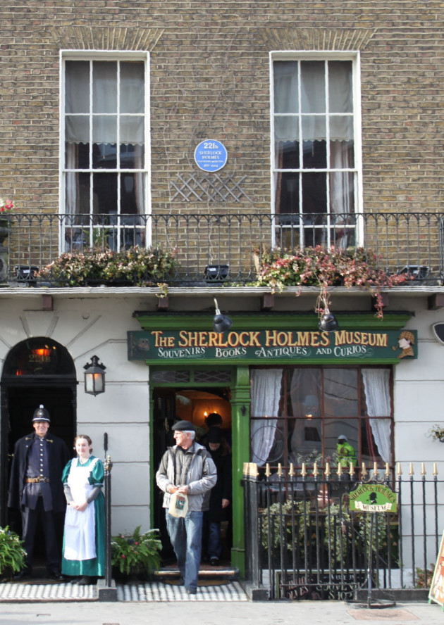 Sherlock Holmes Museum, Baker Street (where else?), London - much visited home of the fictional sleuth. Copyright Sherlock Holmes Museum