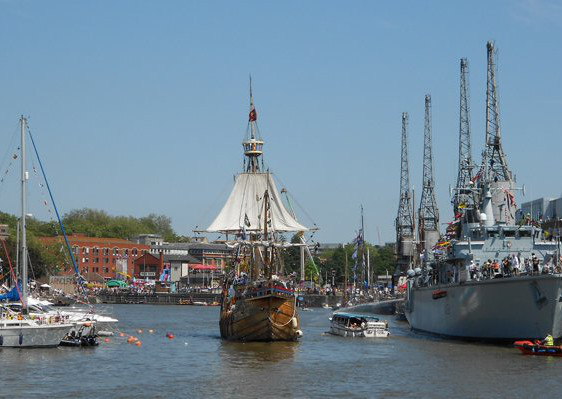 The Matthew in Bristol Floating Harbour, a reconstruction of the historic ship John Cabot sailed to North American in 1497. Copyright VisitEngland Images/Destination Bristol