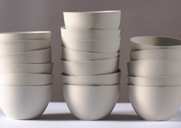 Clare Twomey - slipcast bowls from new installation to mark reopning of York Art Gallery