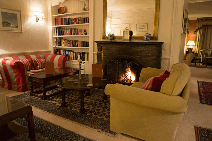The hotel's lounge and roaring fire. Credit: Airds 