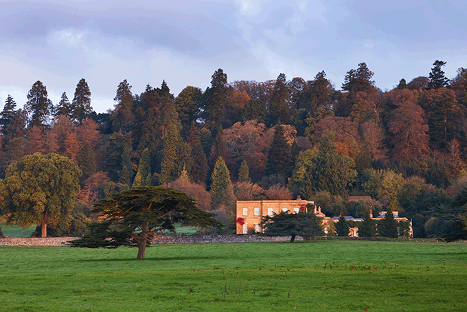 View across the park to the house at Killerton, Devon, in September.