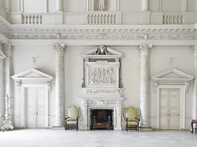 Fireplace in the Entrance Hall at Clandon Park, Surrey.